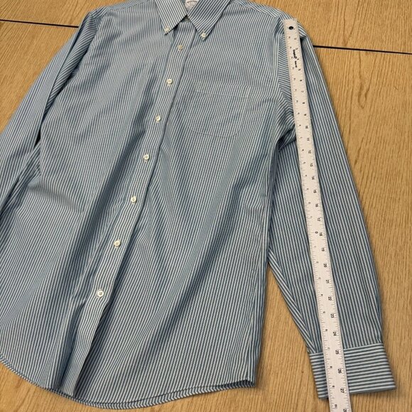 Brooks Brothers Regent Fit 16 Non-Iron Cotton Striped Long-Sleeve Shirt Blue - Picture 6 of 8